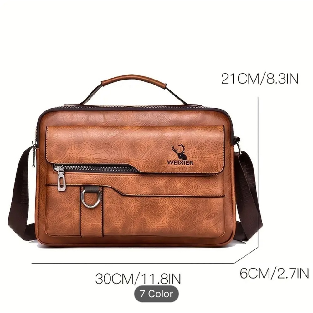 New. Mens Simple messenger Business PU Leather Sling Bags,